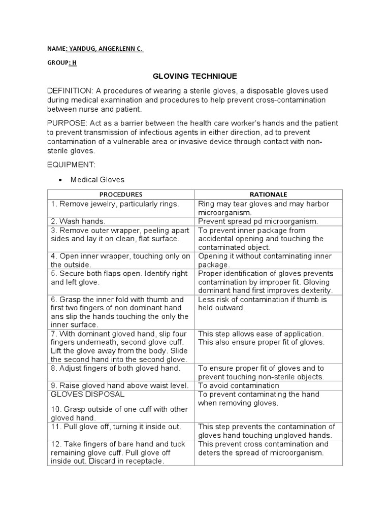 Gloving Techniques Pdf Glove Hand