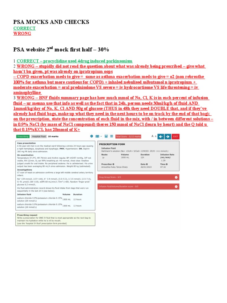 PSA Mocks Review and Analysis | PDF | Opioid | Chloride