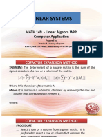 Linear Systems: MATH 149 - Linear Algebra With Computer Application