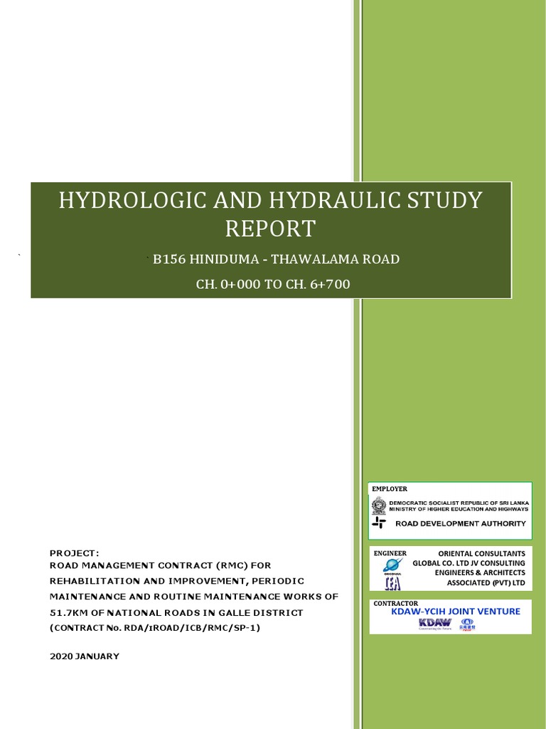 Hydrologic Study for Thawalama Road | PDF | Drainage Basin | Flood