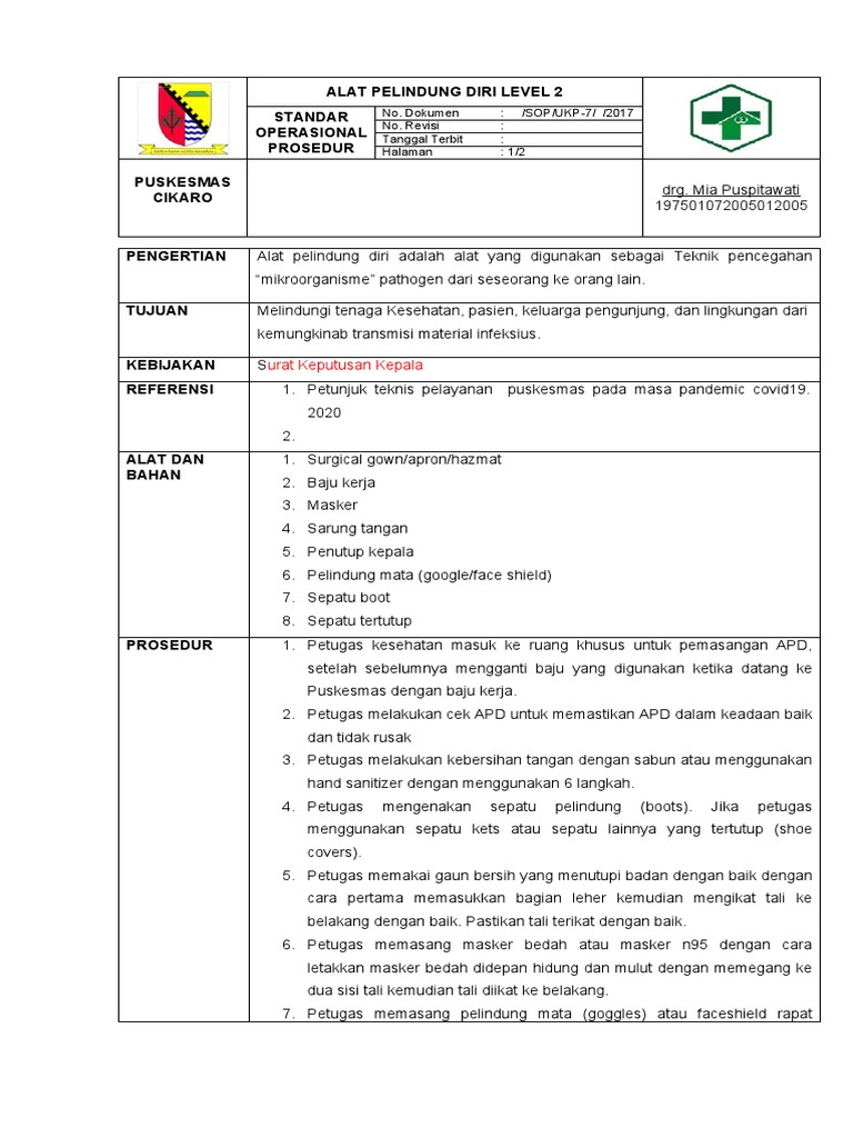 Baru Sop APD LEVEL 2 | PDF | Kesehatan Holistik