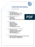 Microsoft Office Word 2016 Syllabus: 1. Create and Manage Documents