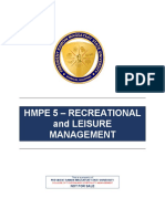 Hmpe 5 - Recreational and Leisure Management: Not For Sale