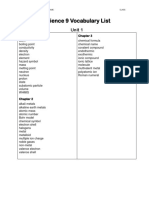 Science 9 Vocabulary List