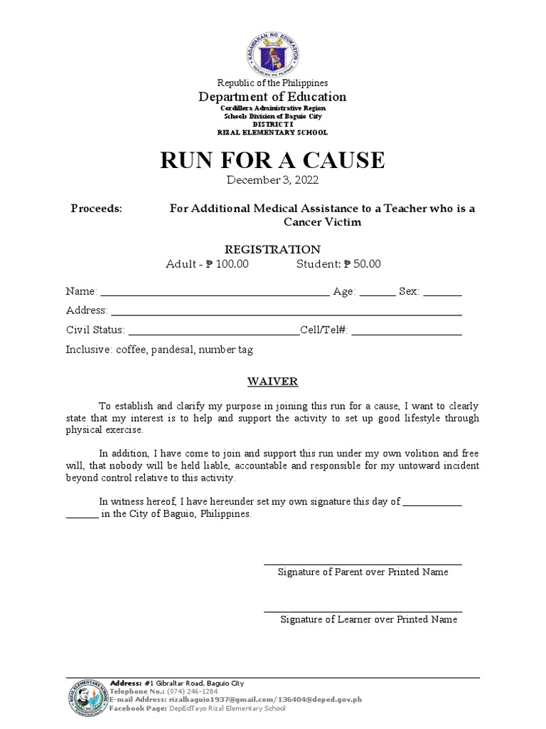 Fun Run Registration and Waiver Form | PDF