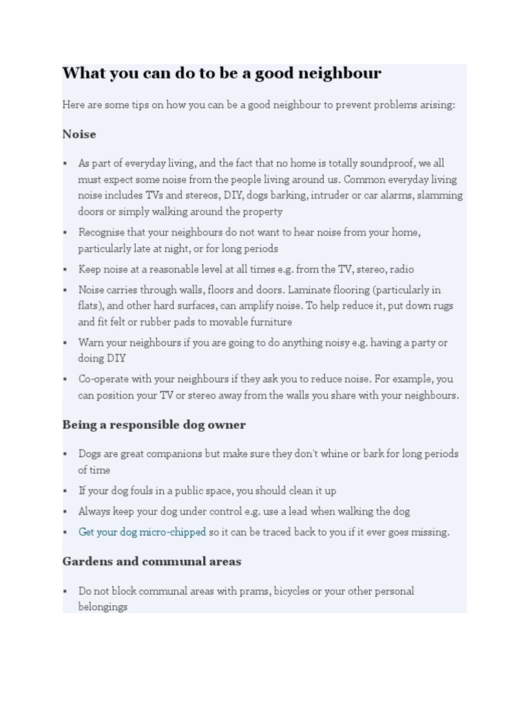 Tips for Being a Good Neighbor | PDF | Waste