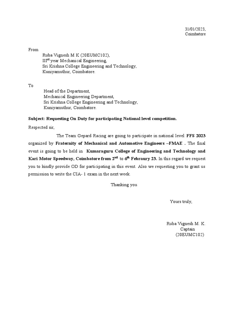OD Letter 2 | PDF