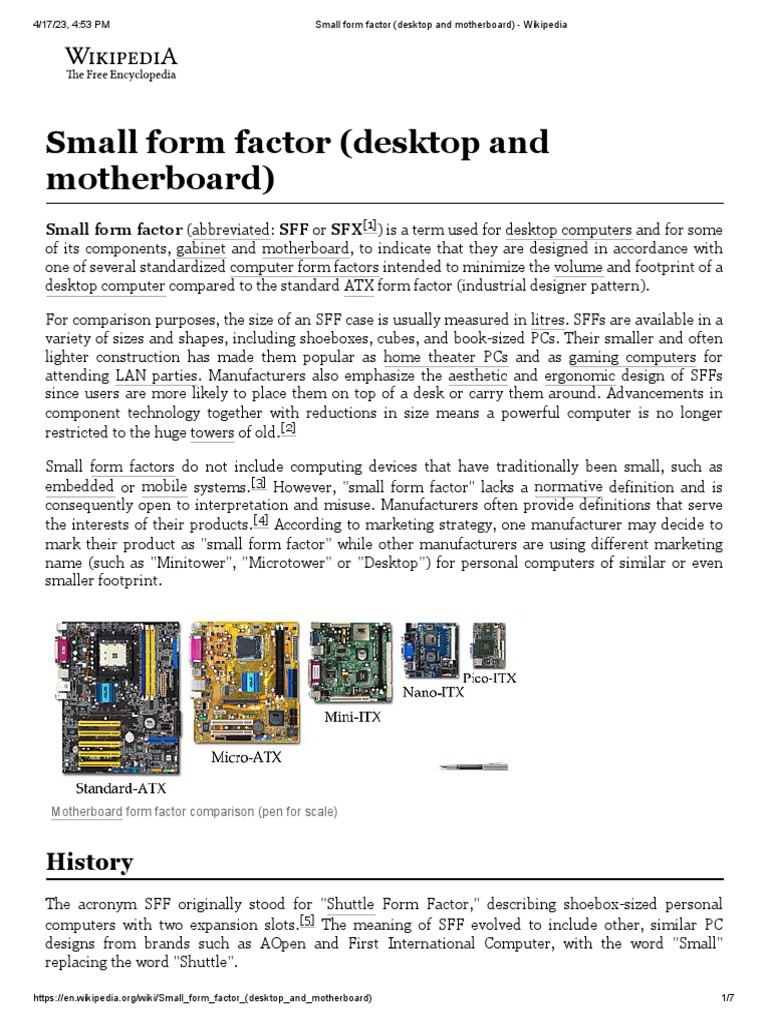 Small Form Factor (Desktop and Motherboard) - Wikipedia | PDF |  Manufactured Goods | Electronics