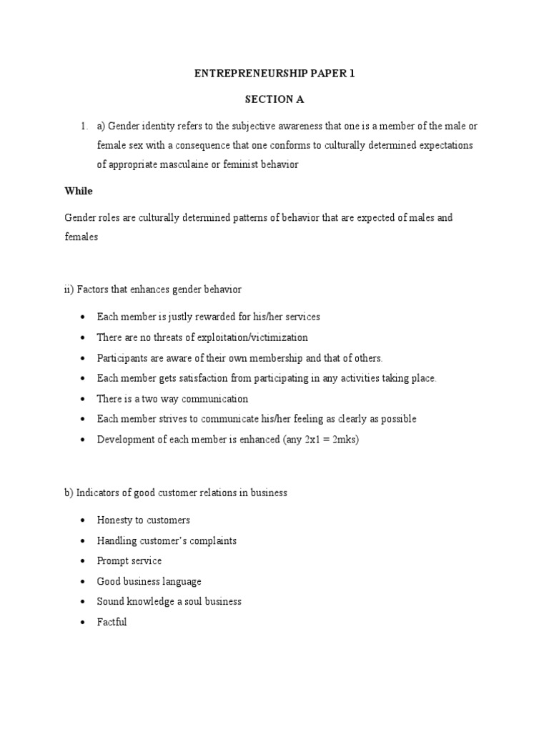 S 6 Entrepreneurship Paper 1 Uace Notes PDF Cost Of Living Taxes