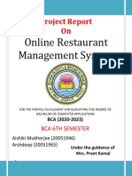 Online Restaurant Management System: Project Report On