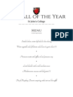 St John's College Ball of the Year Menu