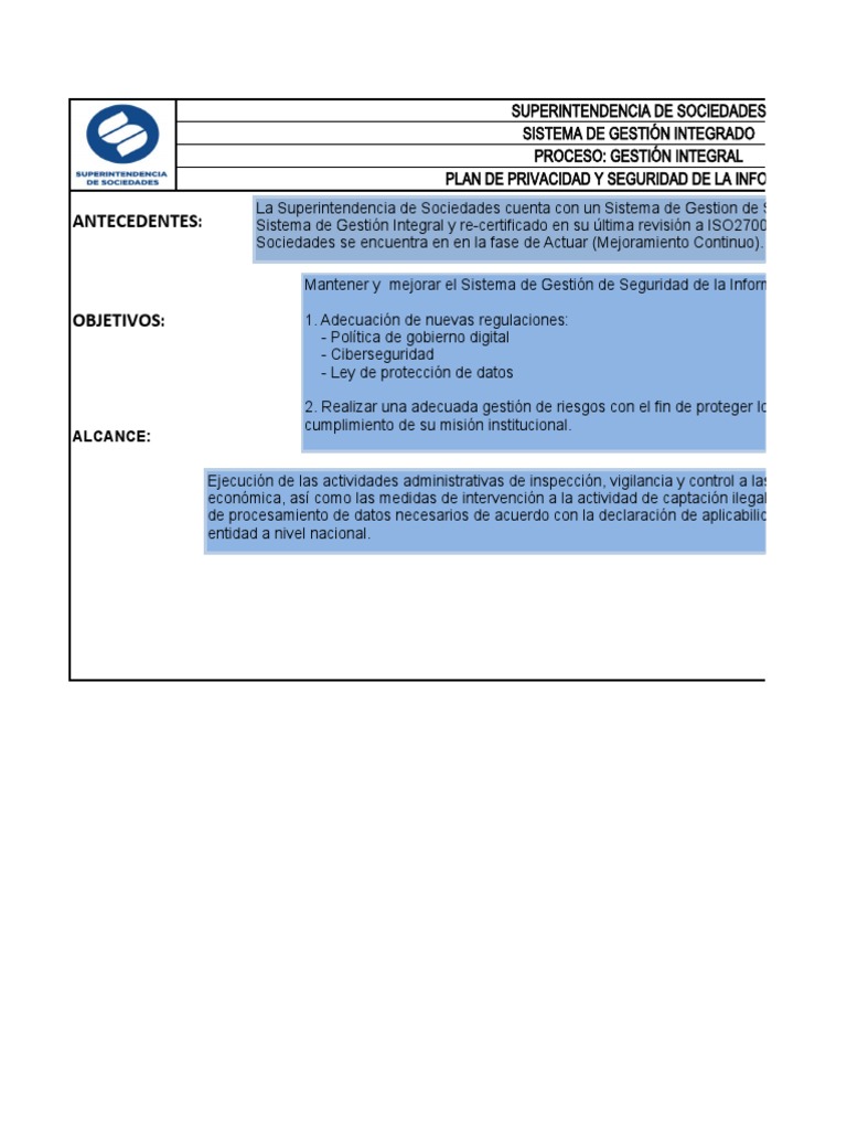 Plan de Seguridad de la Información SGS | PDF | La seguridad ...