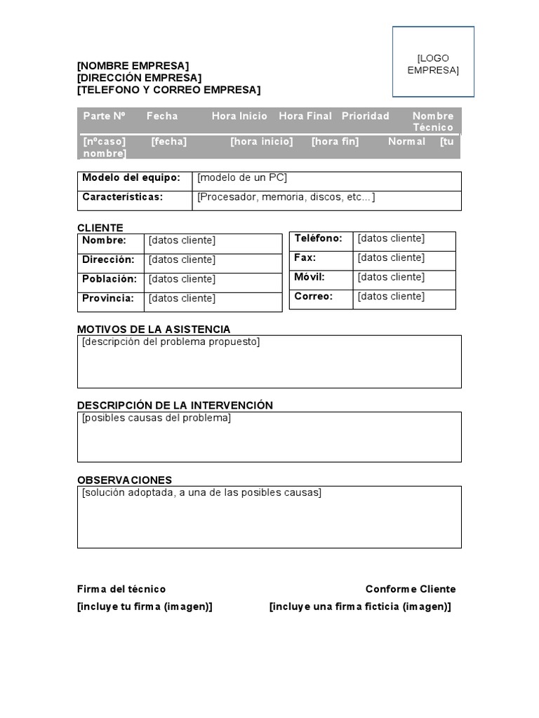 U7 AE 4. Plantilla Del Parte de Averías PDF