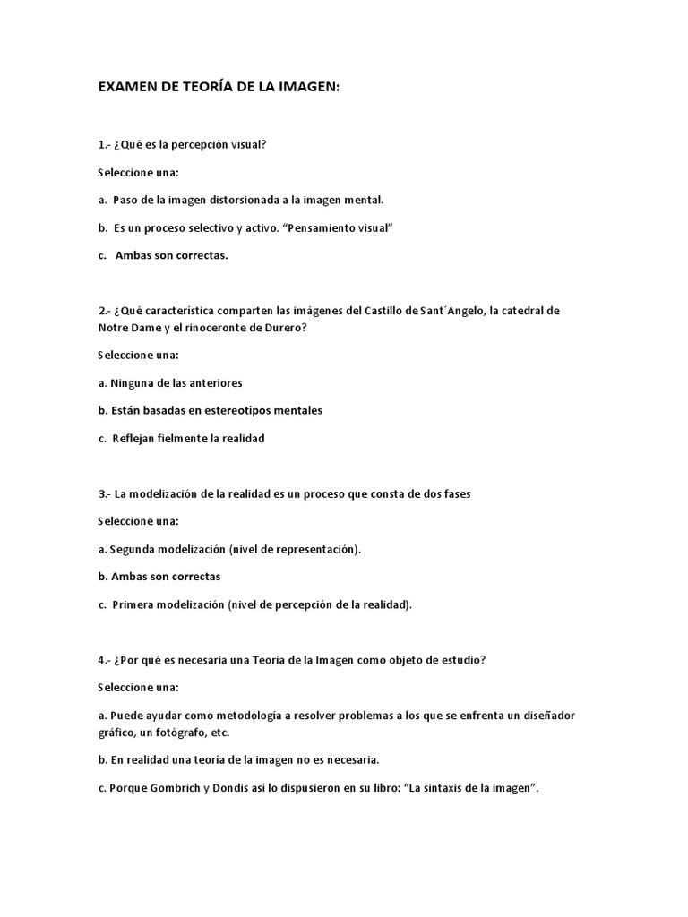 Examen de Teoria de La Imagen | PDF | Color | Percepción