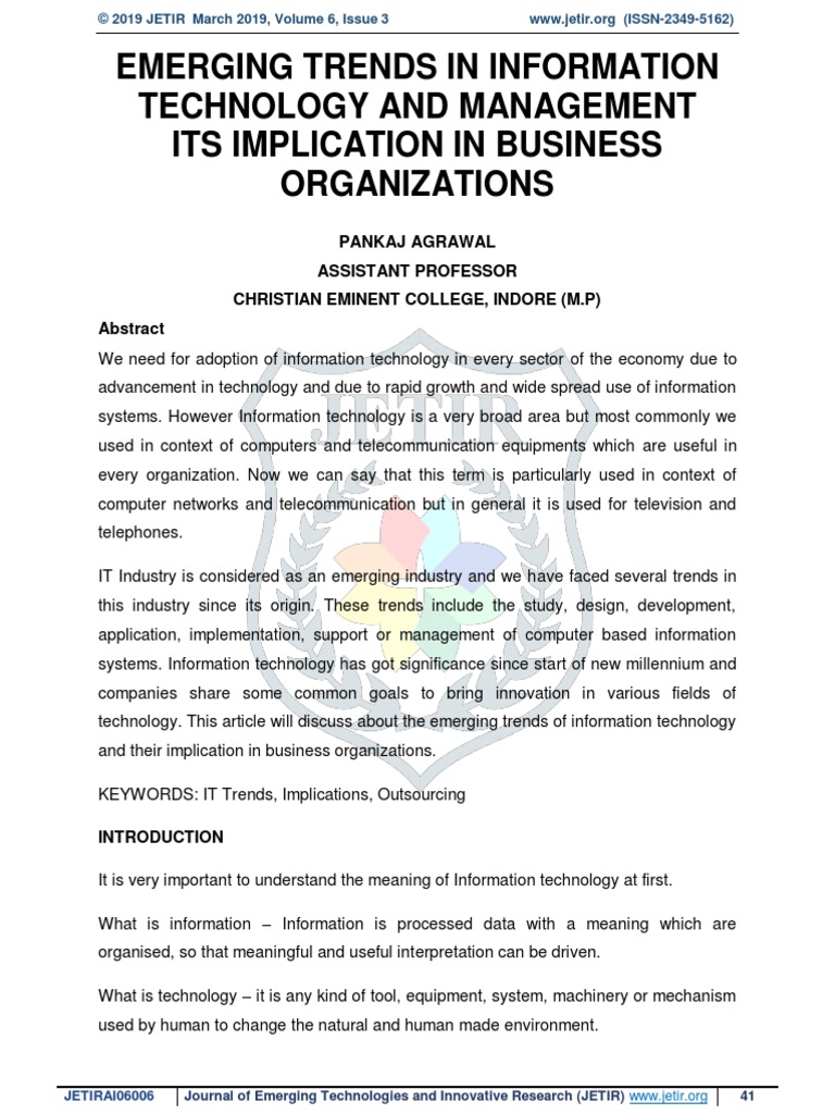Emerging Trends in Information Technology and Management Its ...