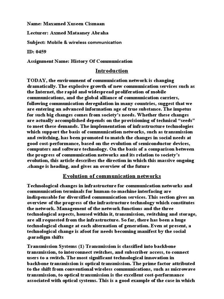 Evolution of Communication History | PDF | Computer Network | Communication