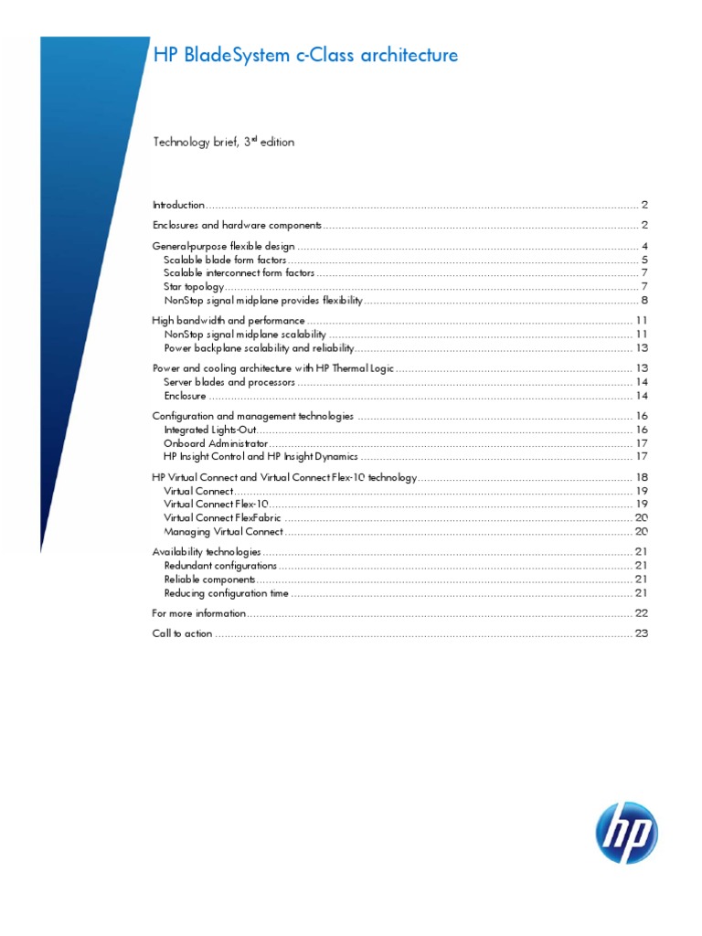 HP Blade System CClass Architecture PDF Network Interface