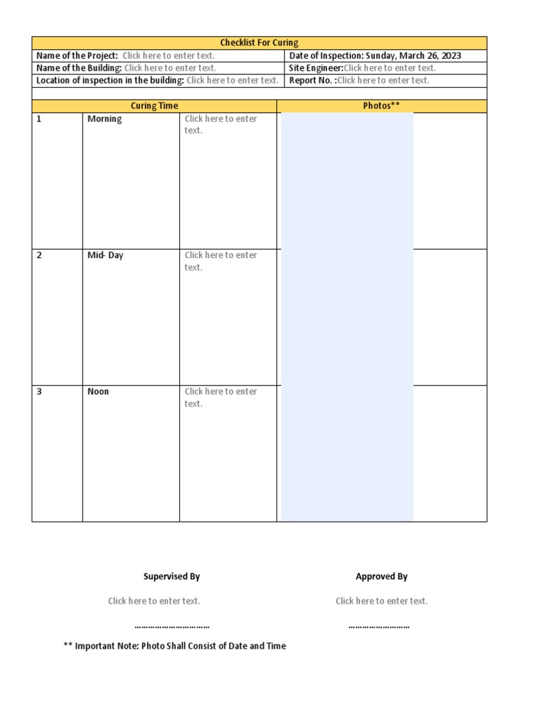 Curing Checklist | PDF