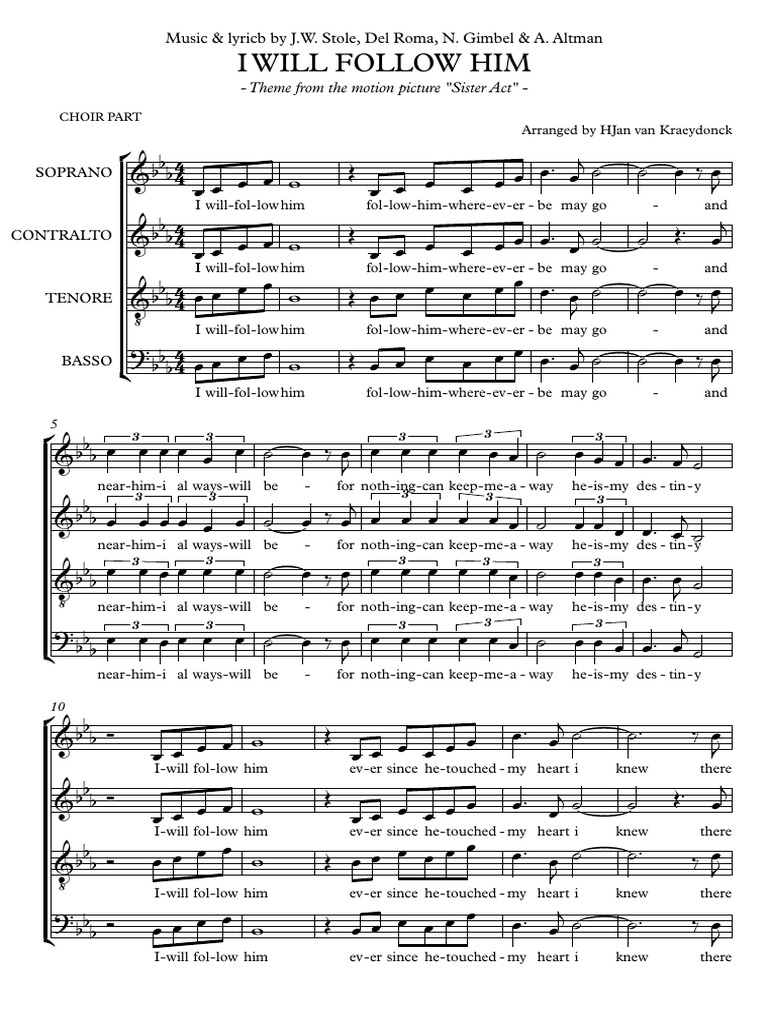 I will follow him choir pdf