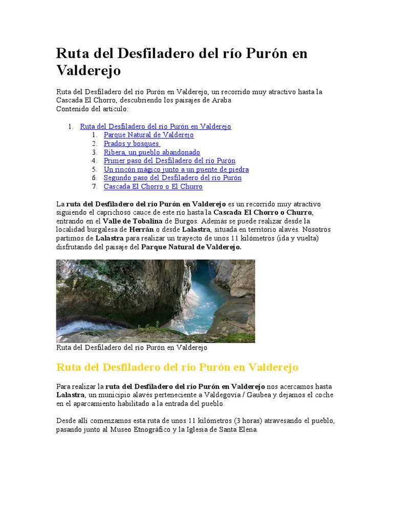 Ruta Del Desfiladero Del Río Purón en Valderejo | PDF | Río | Cañón