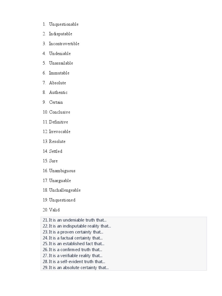 Definitive Terms for Certainty and Choice | PDF