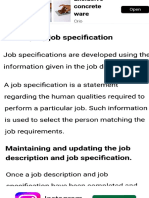 Developing Job Specification: Job Specifications Are Developed Using The