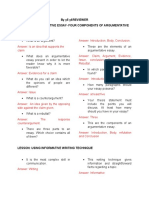 By Y5 Y6Reviewer Lesson: Argumentative Essay-Four Components of Argumentative Essay