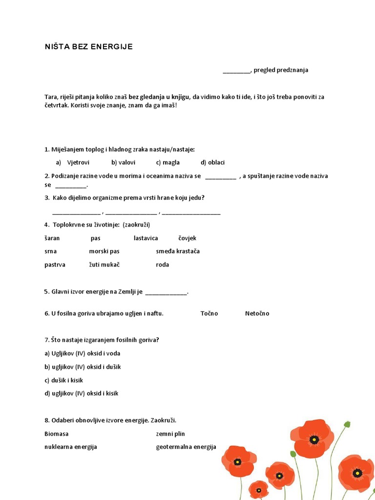 Ni ta bez energije probni test pdf