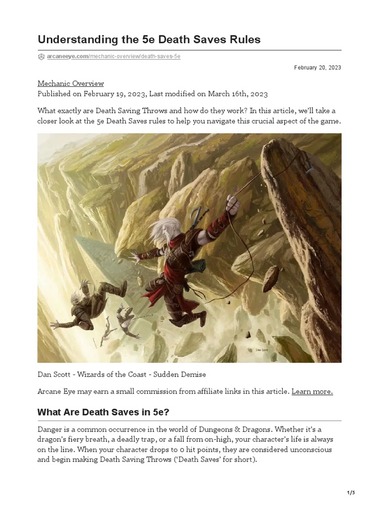 Understanding The 5e Death Saves Rules PDF Dungeons & Dragons