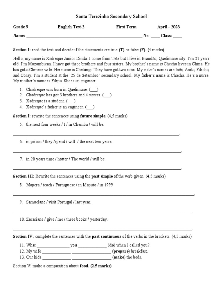 9 Test 2 - 014748 | PDF | Career & Growth | Language Arts & Discipline