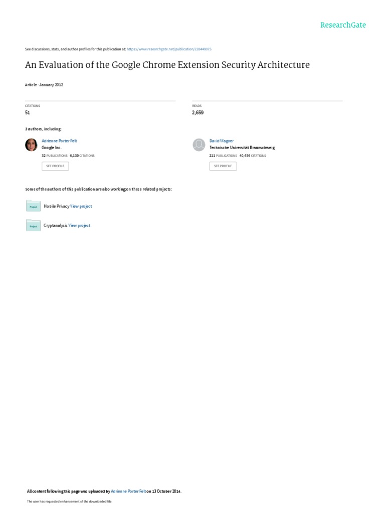An Evaluation of The Google Chrome Extension Secur | PDF | World Wide ...