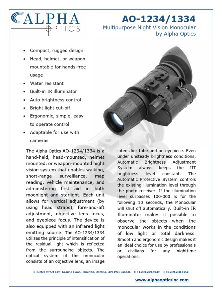 Multipurpose Night Vision Monocular by Alpha Optics | PDF | Optics ...