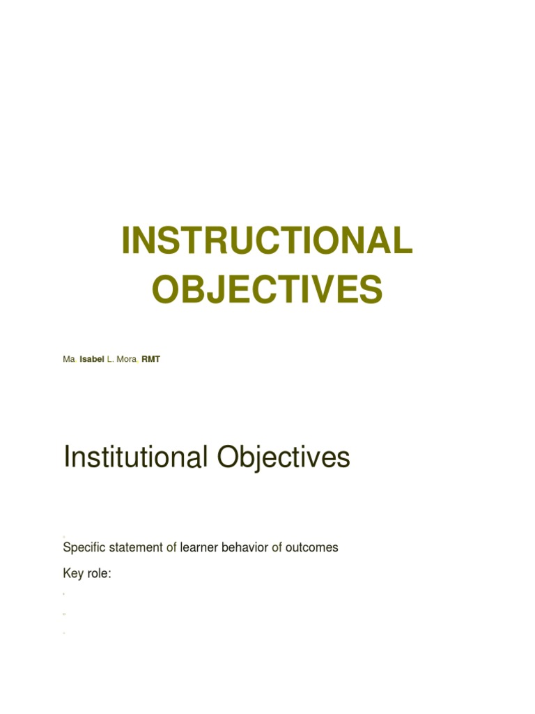 II. INSTRUCTIONAL OBJECTIVES | PDF | Learning | Curriculum