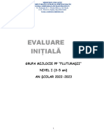 Evaluare Iniţială: Grupa Mijlocie PP "Fluturașii" NIVEL I (3-5 Ani) AN ȘCOLAR 2022-2023