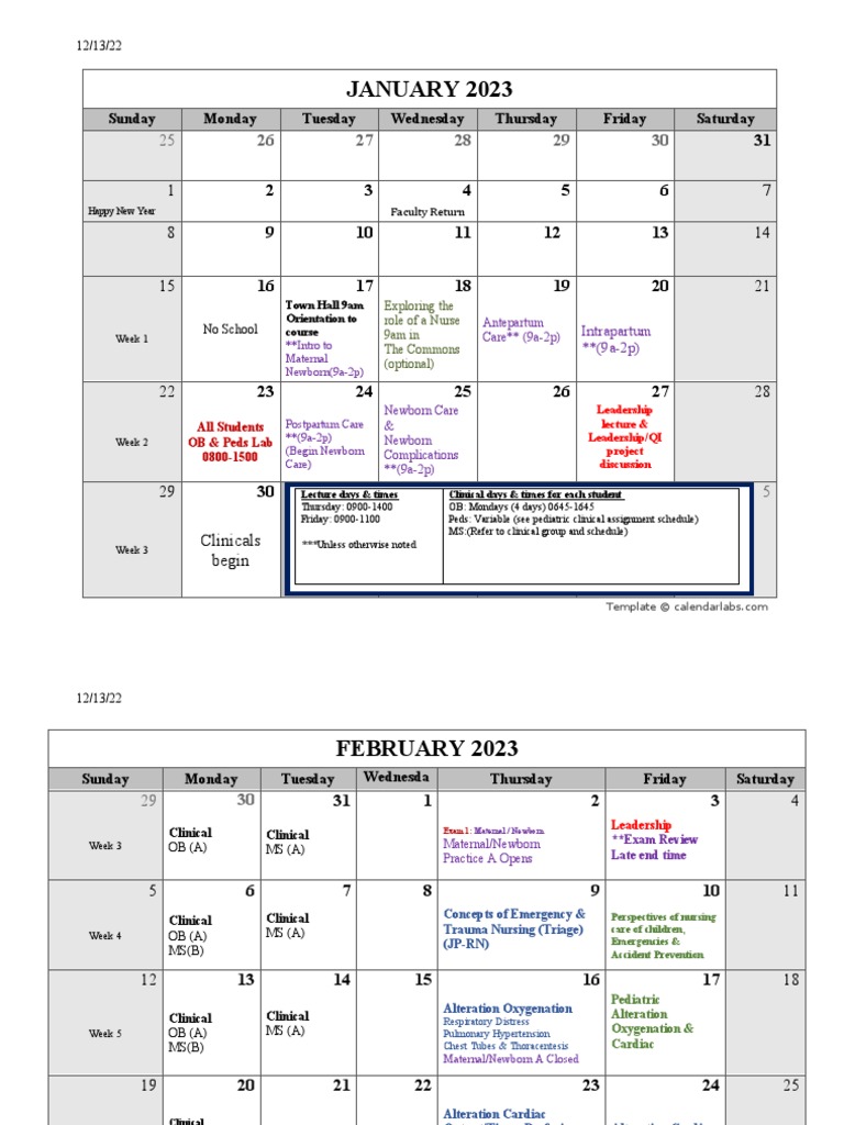 NSG IV 2023 Calendar PDF Physiology Organ (Anatomy)