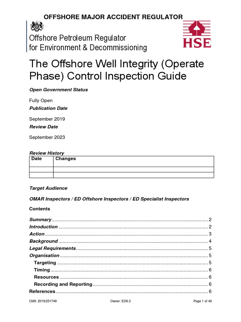 Offshore Well Integrity Inspection Guide | PDF | Risk | Leak