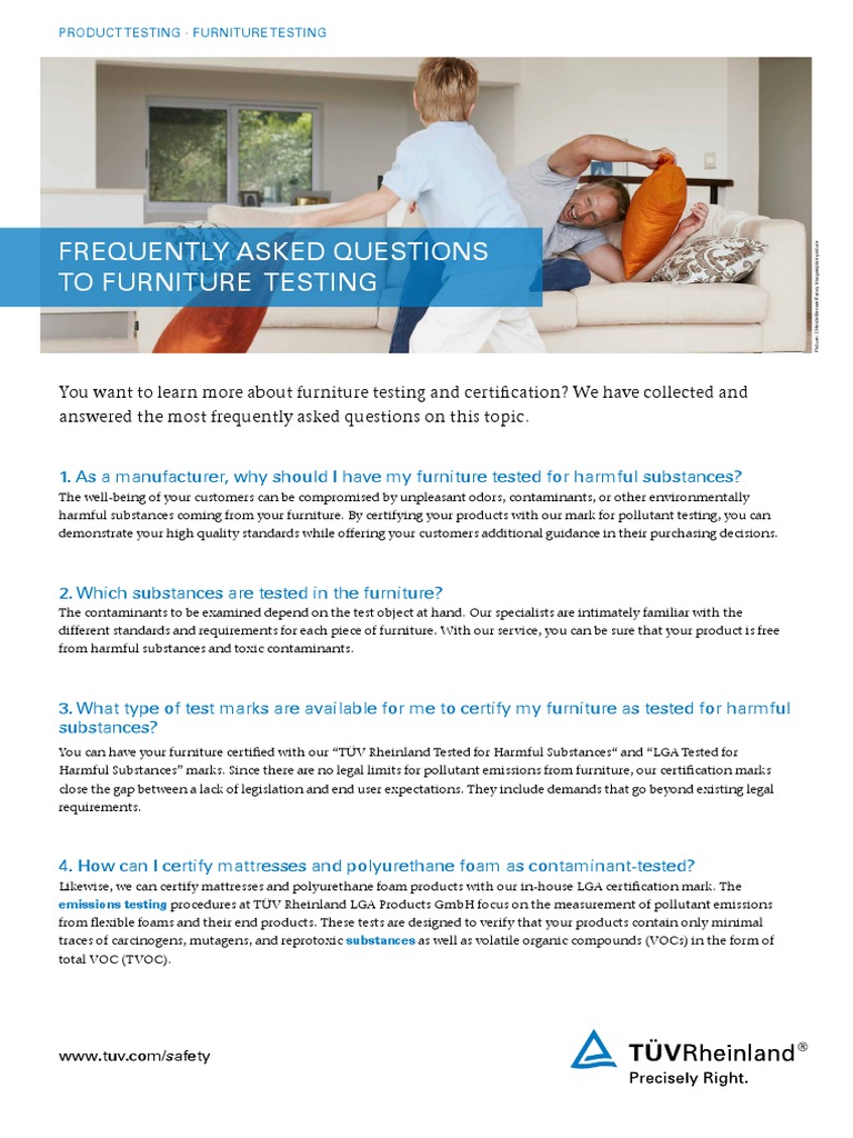 Tuv Rheinland Furniture Testing Faq en PDF Volatile Organic