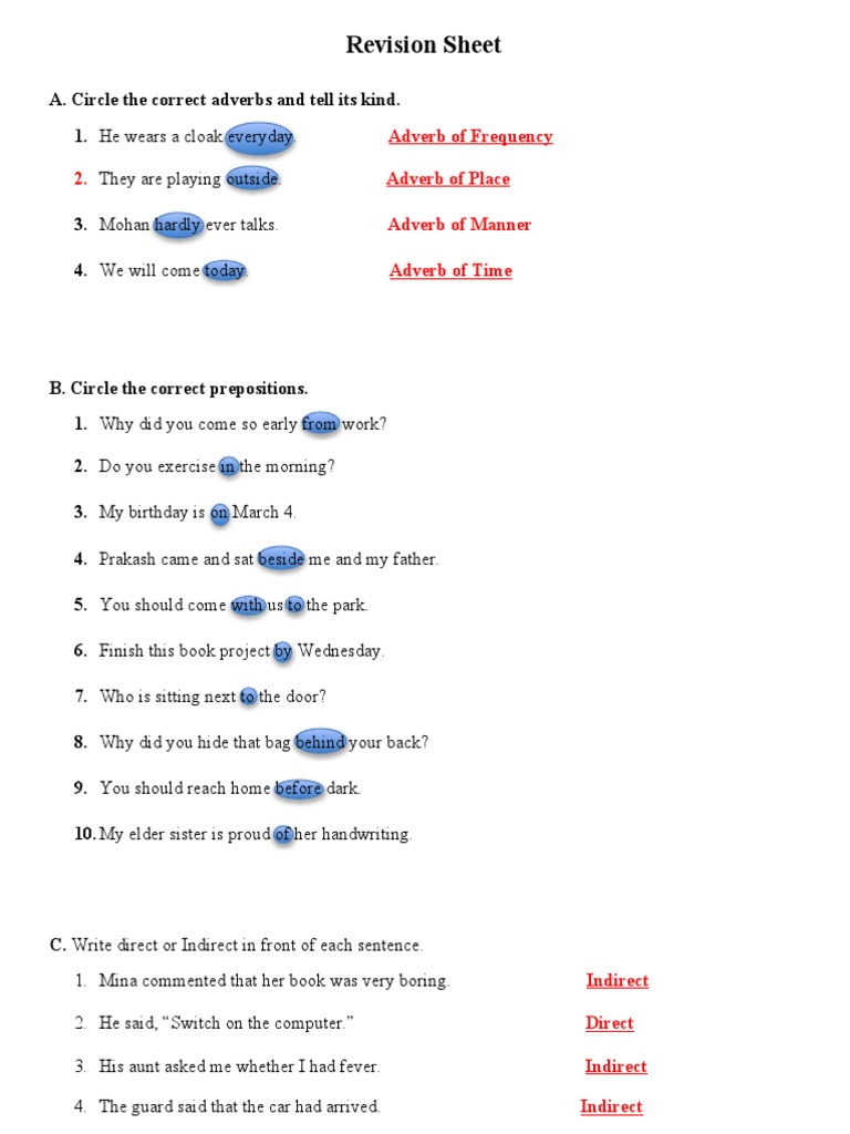 Grammar Revision: Tenses and Adverbs | PDF | Verb | Adverb