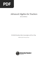 Advanced Algebra For Teachers: (Revised Edition)