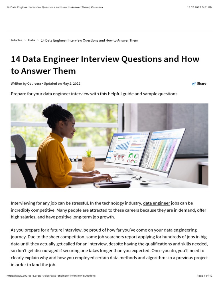 14 Data Engineer Interview Questions and How To Answer Them - Coursera ...