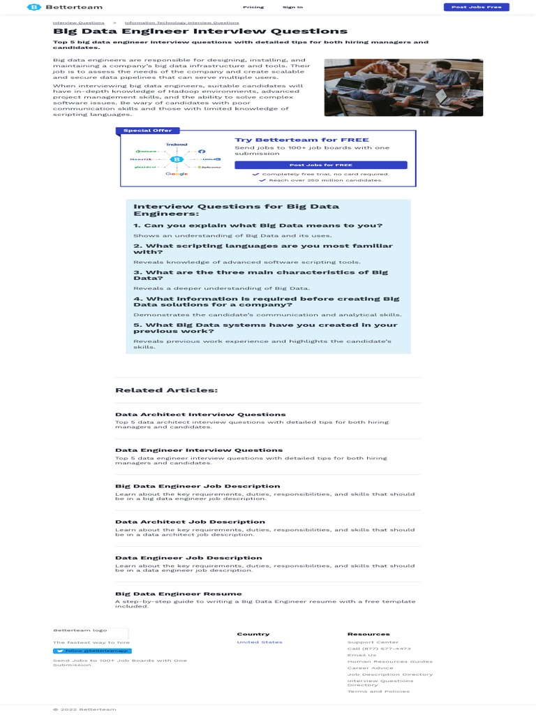 Job Link For Big Data Engineer Interview