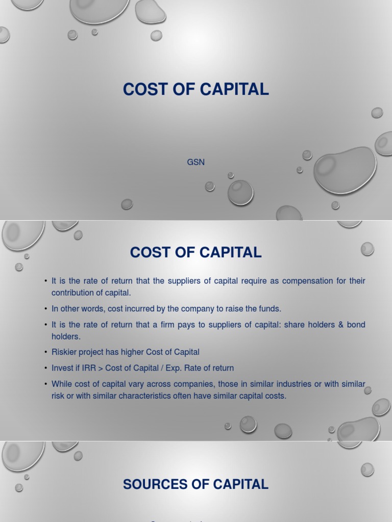 Cost of Capital PDF Cost Of Capital Beta (Finance)