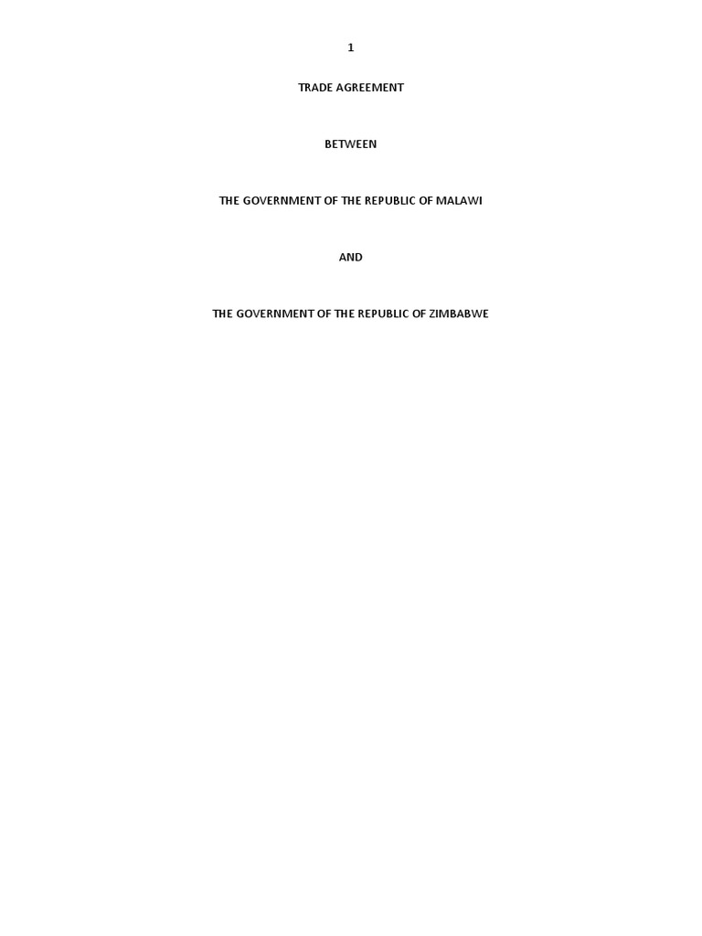 Agreement on Trade Liberalization and Cooperation Between Malawi and