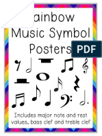 Rainbow Music Symbol Posters: Includes Major Note and Rest Values, Bass Clef and Treble Clef