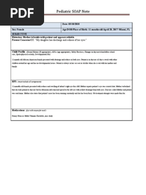 pediatric Soap Notes