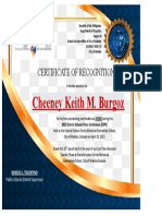 Cheeney Keith M. Burgoz: Certificate of Recognition