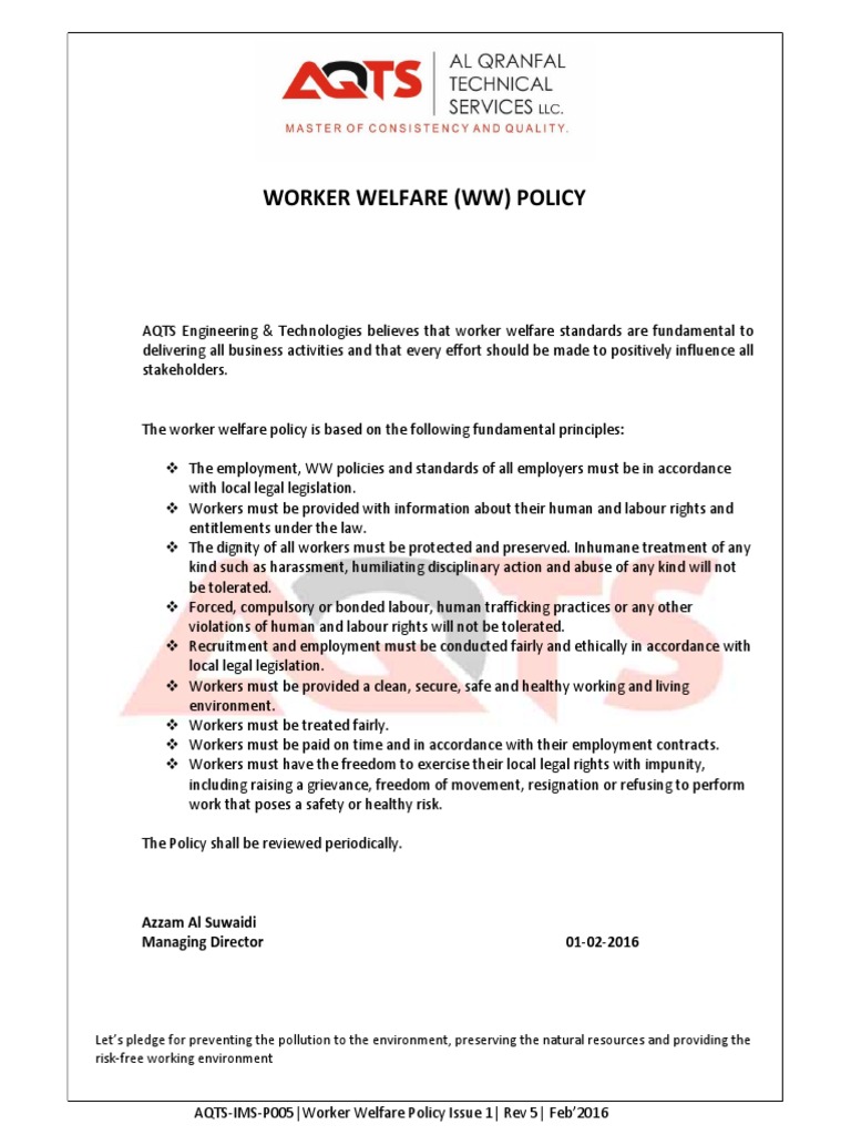Worker Welfare Policy Template – TRPD