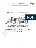 Modelo Nacional de Evaluación Y Acreditación de La Educación Superior