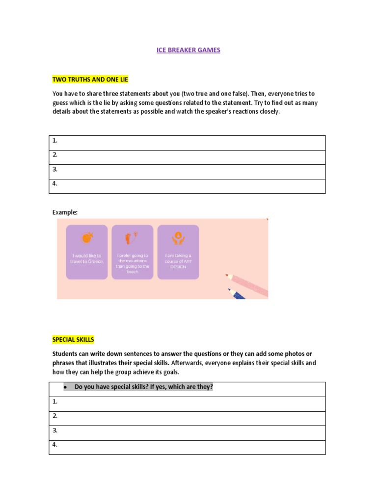 Ice Breaker Games | PDF | Cognition | Cognitive Science