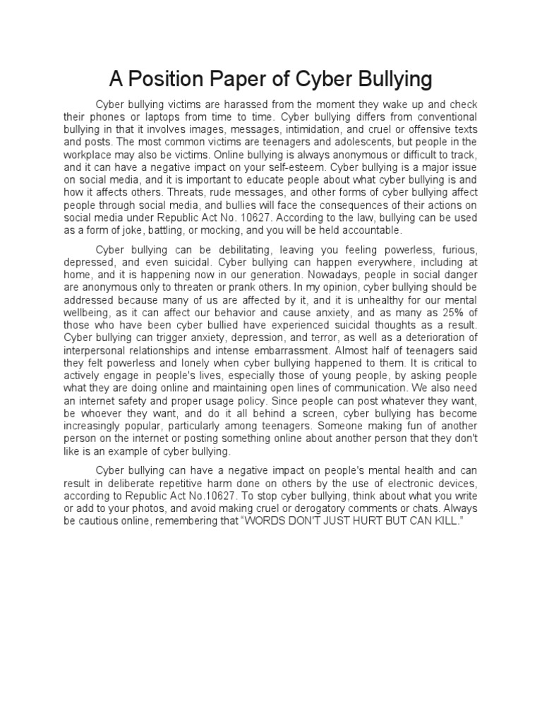 introduction of research paper about cyberbullying